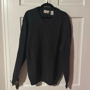 Vintage County Seat Gray V-neck Men's Sweater Wool Blend Made in Italy 61825 Med